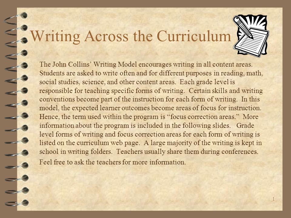 writing across the curriculum examples